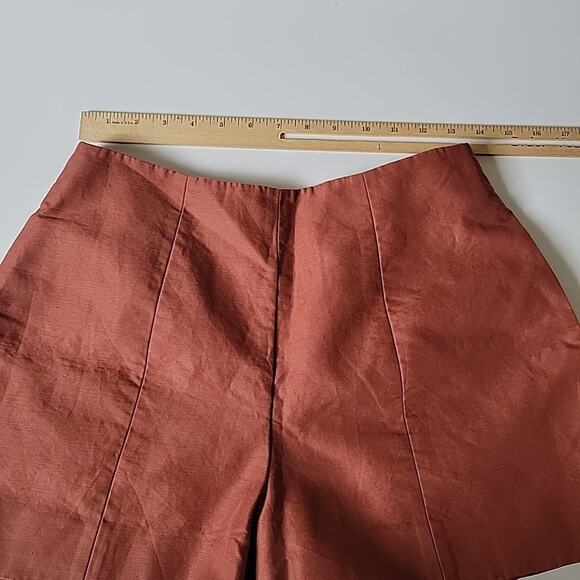 Kate Spade Saturday Lined Shorts Rust Cotton Linen High Rise Designer Preppy - Picture 5 of 12